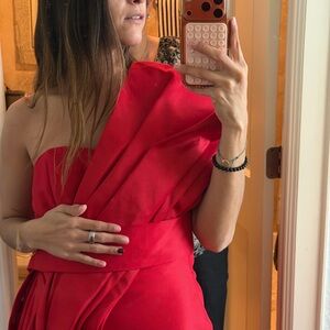 Chic One-Shoulder Red Dress